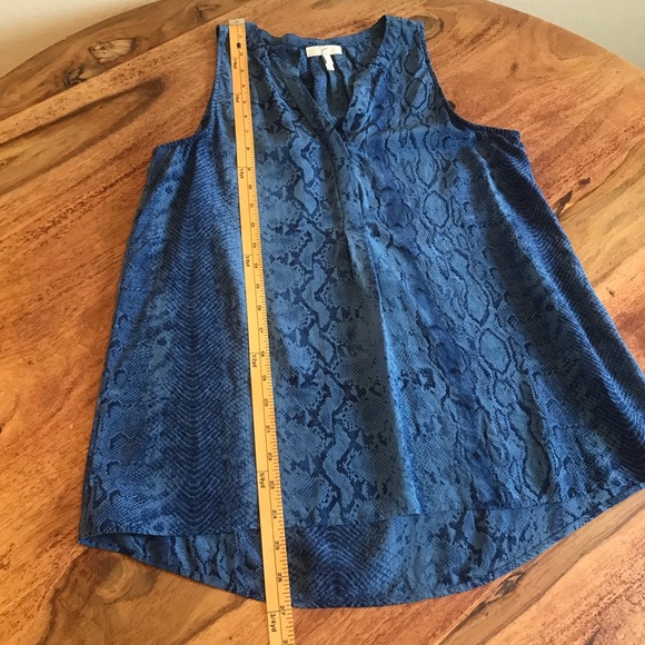 Joie Blue Aruna Split Neck Snakeskin Print Top - Picture 7 of 9